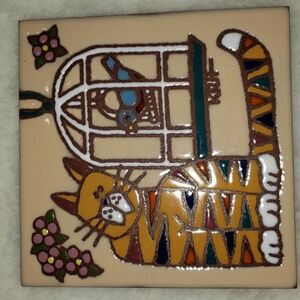 Earthtones "The Look" Tile Trivet Cat
